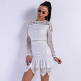 Jinx White Crochet Long Sleeve Mini Dress - Fashion Genie Boutique