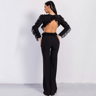 Vogueing Black Frill Sleeve Jumpsuit - Fashion Genie Boutique