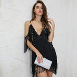 Doll Face Black Fringed Mini Party Dress - Fashion Genie Boutique