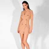 Deep Vision Nude Wrap Blazer Dress - Fashion Genie Boutique