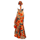 Bloom Babe Orange Floral Print Halter Maxi Dress - Fashion Genie Boutique