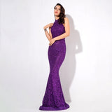 Prosecco Please Purple Glitter Embellished  Maxi Dress - Fashion Genie Boutique