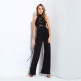 Greatest Love Story Black Eyelet Lace Up Jumpsuit - Fashion Genie Boutique