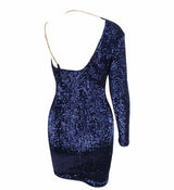 Gal That Glitters Iridescent One Sleeve Sequin Mini Dress - Fashion Genie Boutique