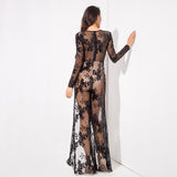 Lady Boss Black Sequin Long Sleeve Split Leg Jumpsuit - Fashion Genie Boutique