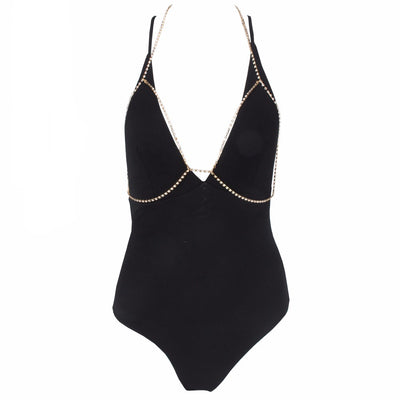 Sun Bunny Black Chain Swimsuit - Fashion Genie Boutique