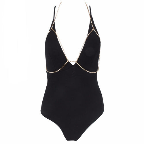 Sun Bunny Black Chain Swimsuit - Fashion Genie Boutique