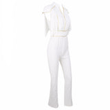 So Extra White Fringe Shoulder Jumpsuit - Fashion Genie Boutique