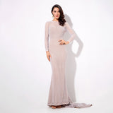 Making Moves White Long Sleeve Glitter Maxi Gown Dress - Fashion Genie Boutique