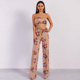 It’s A Match Nude Floral Two Piece Trousers & Crop Top Co-Ord - Fashion Genie Boutique