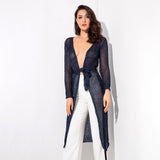 Graceful Ways Navy Glitter Knit Cardigan - Fashion Genie Boutique