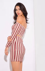 Walk the Line Red Bardot Glitter Mini Dress - Fashion Genie Boutique