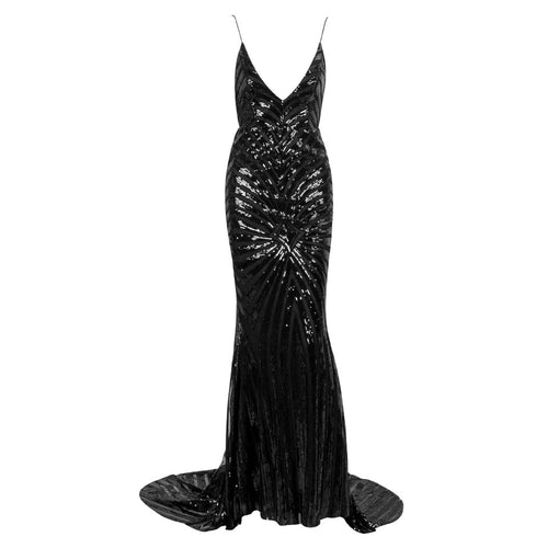 Dusk Till Dawn Black Sequin Fishtail Maxi Dress - Fashion Genie Boutique