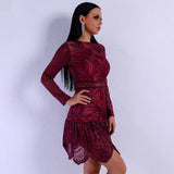 Jinx Burgundy Crochet Long Sleeve Mini Dress - Fashion Genie Boutique