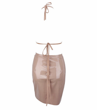 Pin Up Nude Crop Top & Mini Skirt Co-Ord - Fashion Genie Boutique