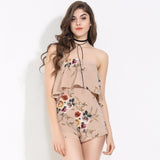 Rosabella Nude Floral Strapless Playsuit - Fashion Genie Boutique