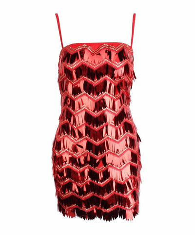 Gabby Red Sequin Tassel Mini Dress - Fashion Genie Boutique