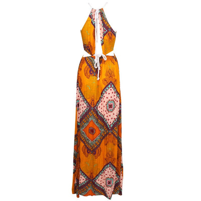 Enchant Me Yellow Multi  Double Split Maxi Dress - Fashion Genie Boutique