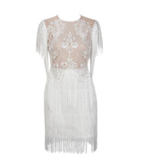 Flaunt It White Fringe Lace Mini Dress - Fashion Genie Boutique