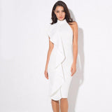 Make Your Move White Frill Bodycon Midi Dress - Fashion Genie Boutique