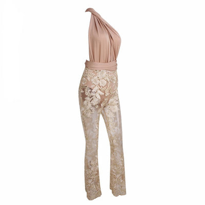 Kansai Black & Gold Embroidered Multiway Jumpsuit - Fashion Genie Boutique