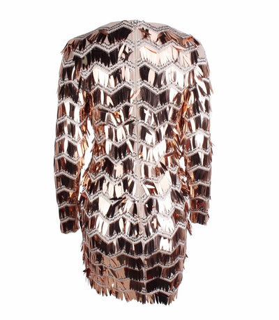 Keep them Keen Rose Gold Long Sleeve Sequin Tassel Mini Dress - Fashion Genie Boutique