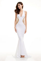 Brooklyn White Cut Out Fishtail Maxi Dress - Fashion Genie Boutique