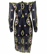 Shelly Black Bardot Long Sleeve Mesh Mini Dress - Fashion Genie Boutique