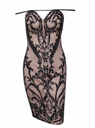 She's All That Black Bardot Sequin Mini Dress - Fashion Genie Boutique
