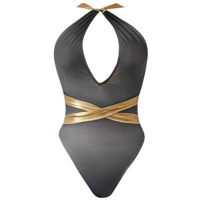 My Cheeky Orange & Gold Plunge Swimsuit - Fashion Genie Boutique