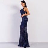 Prima Donna Navy Sequin Fishtail Maxi Dress - Fashion Genie Boutique