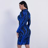 Feeling Alive Blue Sequin Long Sleeve Mini Dress - Fashion Genie Boutique