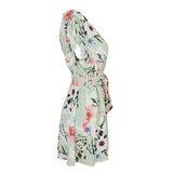 Magical Meadow Green White Floral Print Mini Dress - Fashion Genie Boutique