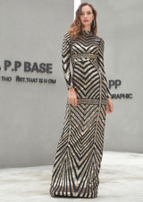 Gold Rush Black & Gold Long Sleeve Maxi Dress - Fashion Genie Boutique