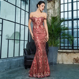Dress Me Pretty Red Bardot Glitter Fishtail Maxi Dress - Fashion Genie Boutique