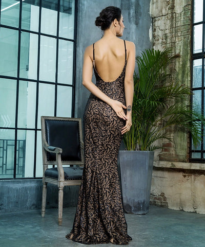 A Million Dreams Black Glitter Embellished Maxi Fishtail Dress - Fashion Genie Boutique