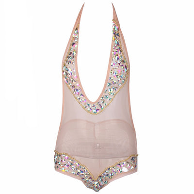 Offbeat Belle Nude Crystal Swimsuit - Fashion Genie Boutique