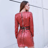Empire Attitude Red Sequin Corset Waist Mini Dress - Fashion Genie Boutique