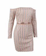 Walk the Line Silver Bardot Glitter Mini Dress - Fashion Genie Boutique