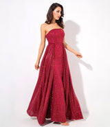 A Star Is Born Red Glitter Strapless Maxi Gown Dress - Fashion Genie Boutique