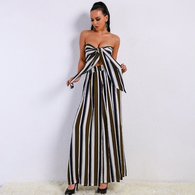 Sunshine Stroll Multi Two Piece Trousers & Crop Top Co-Ord - Fashion Genie Boutique
