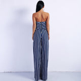 Stripe Delight Navy Two Piece Trousers & Crop Top Co-Ord - Fashion Genie Boutique