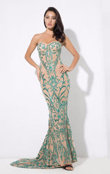 Saints & Sinners Green Glitter Strapless Maxi Dress - Fashion Genie Boutique