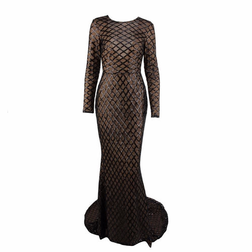 Time And Grace Black Glitter Embellished Long Sleeve Maxi Dress - Fashion Genie Boutique