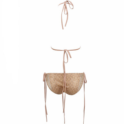 Sandy Sentiments Gold Glitter Embellished Bikini - Fashion Genie Boutique
