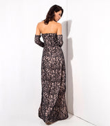 Princess Of Charm Black Bardot Glitter Double Split Maxi Dress - Fashion Genie Boutique