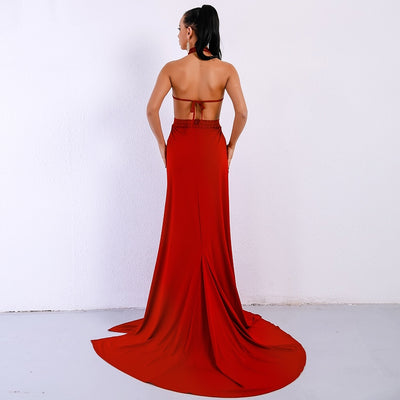 Luxury Meryl Red Fishtail Maxi Dress - Fashion Genie Boutique
