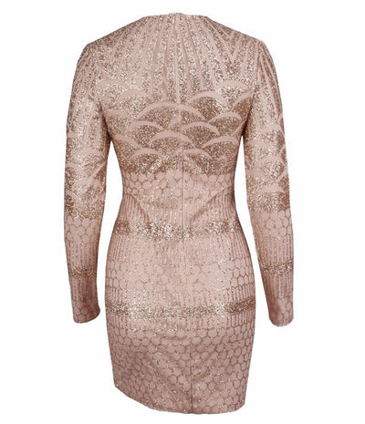 Alassia Black & Nude Glitter Long Sleeve Mini Dress - Fashion Genie Boutique