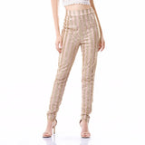 Walk Of Fame Gold & Nude Glitter Skinny Trousers - Fashion Genie Boutique
