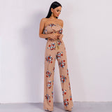 It’s A Match Nude Floral Two Piece Trousers & Crop Top Co-Ord - Fashion Genie Boutique